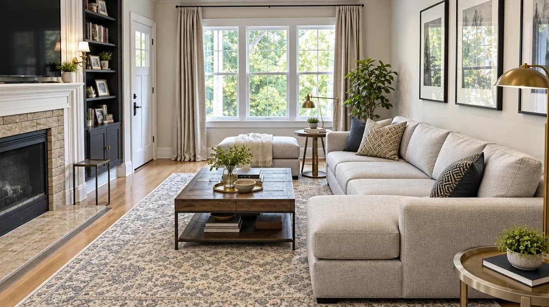 Same interior room with clutter removed, surfaces clear, and space looking clean and spacious